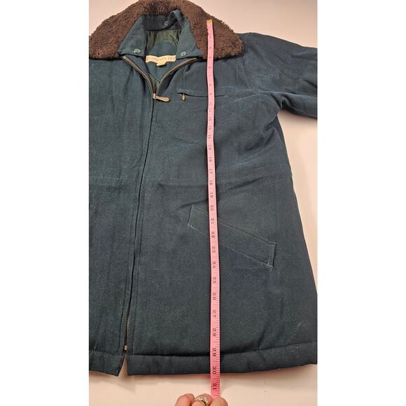London fog vintage S REG blue green canvas warm winter car jacket cinch waist - Picture 9 of 9